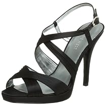 Nine West Women's Jasley Sandal,Black Satin,8.5 M US