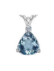 Original Star K (tm) Large 12mm Trillion Cut Simulated Aquamarine Pendant in 925 Sterling Silver