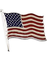 CleverEve Designer Series 14K Yellow Gold 17.50X17.00 mm Color American Flag Lapel Pin