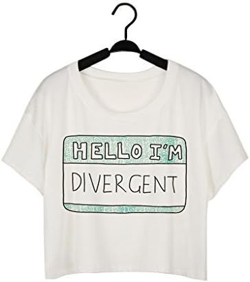 Pretty321 Women Girl Sexy I am Divergent Letter Print Cute Crop Top T-Shirt Blouse (Onesize fit US: M - L(12); Cute Crop Tops, Amazon)