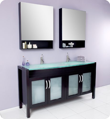 Infinito Espresso Modern Double Bathroom Vanity with Medicine Cabinets On Sale