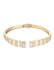 18k Gold Over Sterling Silver Multi-Cut Cubic Zirconia Open Bangle Bracelet