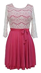 A-line Summer Round Neck Short Sleeves Lace   Dress With a Bow(s)