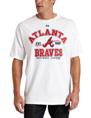 MLB Men's Atlanta Braves Dial It Up Short Sleeve Basic Tee (White, Large)