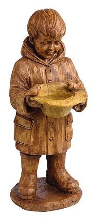Wonder Boy With Raincoat Statue/Birdbath