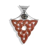 Sterling Silver Red Jasper Celtic Design and Checkerboard Garnet Pendant By Sajen