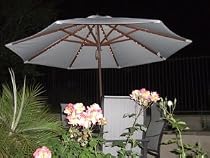 10ft lighted wooden market umbrella in Natural