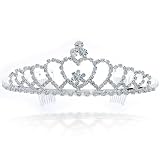 Valentines Day Bling Jewelry Silver Plated Echoing Heart Rhinestone Crystal Bridal Crown Tiara