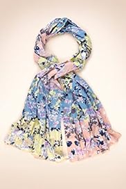 Indigo Collection Pure Cotton Colour Block Floral Scarf