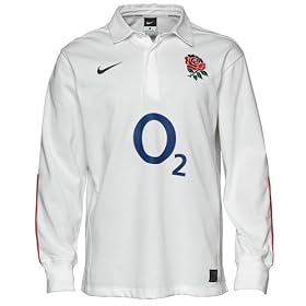 Nike Mens England RFU Long Sleeve Supporters Jersey White/Blue Small