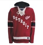 Detroit Red Wings The Lace Throwback Hoody Sweatshirt by Old-Time Hockey