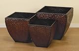 Self-Designed Antique Set of 3 Metal Planter in Oxidize Brown Finish