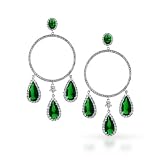 Bling Jewelry Sterling Silver Dangling CZ Emerald Teardrop Earrings