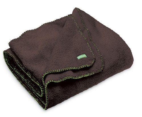 Ambajam Jumbo Cuddle Blanket (Chocolate Brown with Green Trim)
