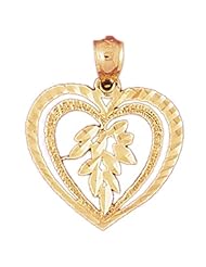 Dazzlers Solid 14k Gold Flower in Heart Charm Pendant Available in three colors from jewelsberry (weights: 1.2 grams only)