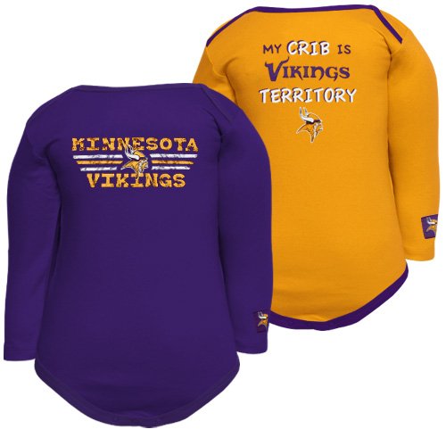 Gerber Minnesota Vikings Infant Purple-Gold Territory 2-Pack Long Sleeve Creeper Set (6-12 Months)