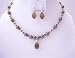 Chocolate Brown Pearls & Swarovski Brown Crystals w/ Czeck Teardrop & Earrings 20 Inches Long Necklace Sets