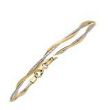 14K Two-Tone Gold Braided Omega Bracelet - 7 inches