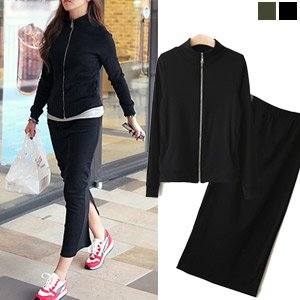 (イイネショップ) eeNeshop Zip-up Jumper&Skirt セットアップ