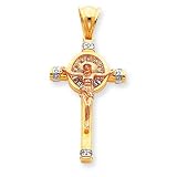 14k Tri-color Iona Crucifix with CZ (Cubic Zirconia)'s Pendant