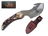 New Fixed Blade Hunting Knife w Sheath & Bone Handle