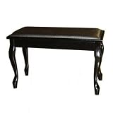 Cameron & Sons CS-10 EBSA-QA Piano Bench, Curved Legs With Music Storage, Padded Top (Black)