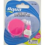 Aqua Leisure Swimming Ear Plugs and Nose Clip with Carry Case Pink