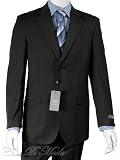 NEW ITALIAN Designer Black Men's Wool Suit - Light Weight - Breathable for summer - Get FREE Silk Tie
