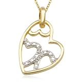 18k Yellow Gold Plated Sterling Silver Diamond Accent Open Heart Pendant, 18