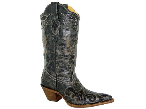 Womens Corral Pull On Overlay Boots