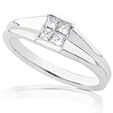 1/4ctw 14k White Gold Princess Diamond Engagement Ring (HI/I1)