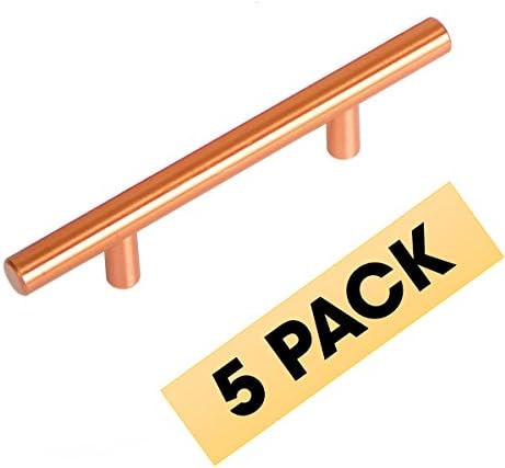 Satin Copper Cabinet Hardware Euro Style Bar Handle Pull - 3" Hole Centers, 5-3/4"" Overall Length (5)