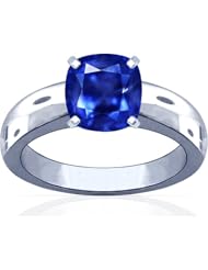 18K White Gold Cushion Cut Blue Sapphire Solitaire Ring