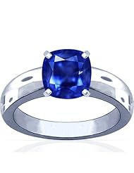 14K White Gold Cushion Cut Blue Sapphire Solitaire Ring