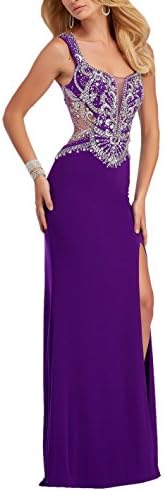 XiaoBLM New 2016 Square Beaded Crystal Sheath Formal Dresses Prom Gown US4