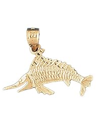 Dazzlers Solid 14k Gold Marlin Trout Fish Charm Pendant Available in three colors from jewelsberry (weights: 0.9 grams only)
