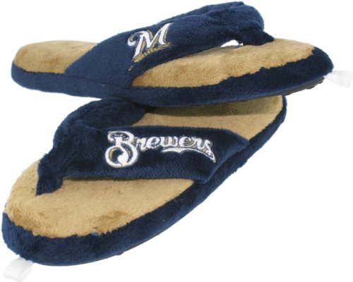 Milwaukee Brewers Men's Thong Flip Flop Slippers, Small