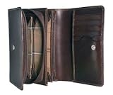 BROWN LEATHER WOMEN WALLET CARD HOLDER COIN CASE PURSE