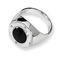 Sterling Silver Onyx and Diamond Mens Ring - Size 11