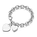 Sterling Silver Heart Tag and Heart Lock Charm Bracelet