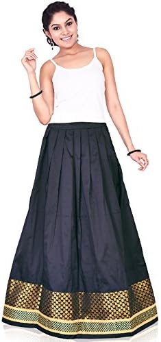 IndusDiva Women's Black Art Silk Skirt