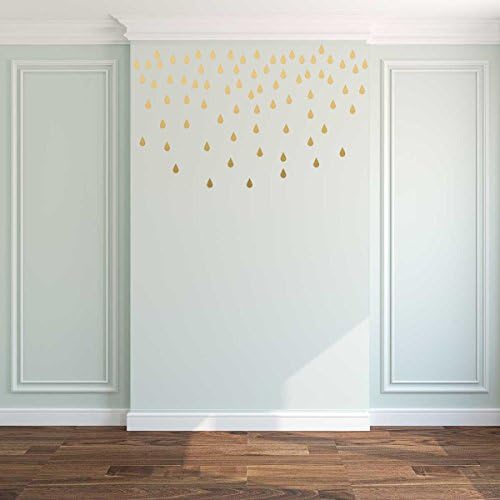 Rain Drop Gold Confetti Pattern Set of 77 Vinyl Wall Decal Stickers - WB049