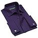 ZERDSKY Men's Slim Fit Solid Color French Cuff Dress Shirt(Cufflinks Included)