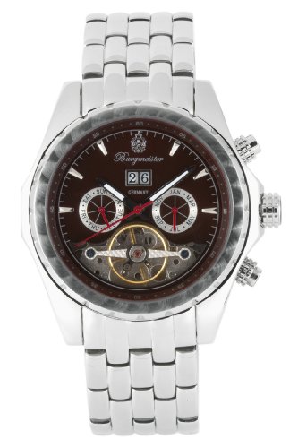 Burgmeister Valencia BM137-191B Herren Automatik Uhr braunes Zifferblatt offene Unruh Datum/Tag/Monat doppelte Sicherheitsfaltschließe