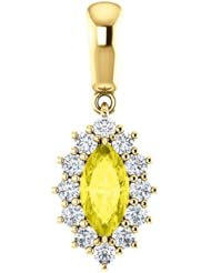10K Yellow Gold 8.00x4.00mm Marquise Cut Yellow Sapphire and Diamond Pendant -- LIFETIME WARRANTY