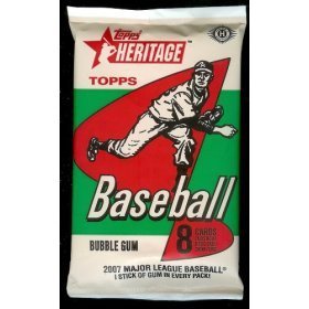 2007 Topps Heritage Baseball Cards Unopened Hobby Pack (8 cards & 1 piece of Bubble Gum Per Pack)