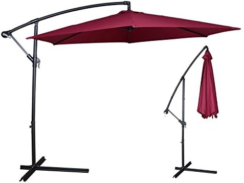 Comixpro 10Ft Outdoor Patio Sun Shade Umbrella Cantilever Hanging Offset Crank Canopy Red