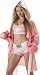 Apparel : Sexy Womens Adult Costume Pink Boxer Girl Outfit Shorts Tank Top Hooded Robe + Gloves