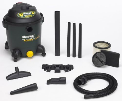 Wet Dry Vacuum Blower Indoor Outdoor 12 Gallon Portable- This Unit Is Quietly Propelled By Powerful 4.5 HP Motor- Motor Can Be Removed And Used As Portable Leaf And Yard Blower 3 Extension Wands
