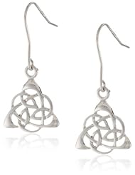 Sterling Silver Celtic Knot Triquetra Rose Dangle Earrings